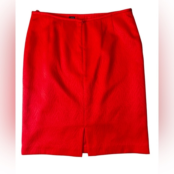 Preston & York Textured Print Red A-Line Knee Length Slit Skirt Women Size 12 - Picture 8 of 10